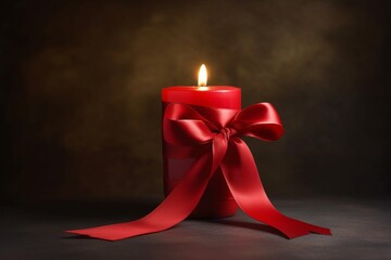 An image of a candle with a red ribbon wrapped around it, symbolizing remembrance and honoring those who have lost their lives to AIDS. Generative AI