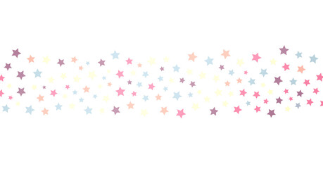 colorful Banner decoration. Festive border with falling glitter dust and stars.  png transparent