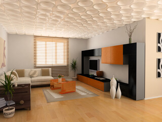 modern interior design (private apartment 3d rendering)