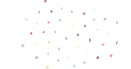 XMAS Banner with colored decoration. Festive border with falling glitter dust and stars.  png transparent