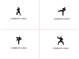 Karate player vector design and illustration. karate silhouettes. Vector set of karate fighting players in various poses. 