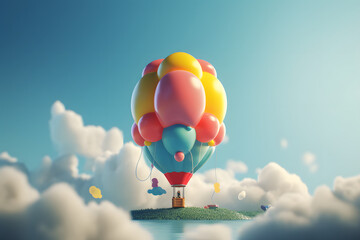 Fototapeta premium Vibrant Balloons in a Sunny Summer Scene. Generative AI