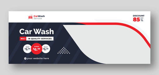 Refreshing Car Wash Facebook Cover & Web Banner for Spotless Vehicles