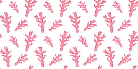 Trendy seamless pattern with pink coral on white background