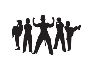 Karate kids vector design and illustration. Kids karate silhouette vector and martial  arts. Karate kids in kimonos in various poses and attacking positions. © Afrin