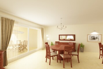 High resolution image interior. 3d illustration modern interior. Apartments