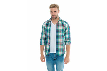 Fototapeta premium millennial man wear casual style isolated on white. millennial man on background.