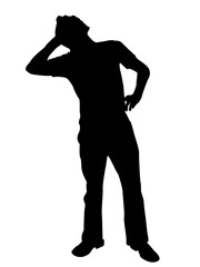 man posing with cellphone on isolated background