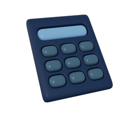 3d icon red calculator, math device  with cartoon style and pastel colors on isolated background. 3d rendering illustration.