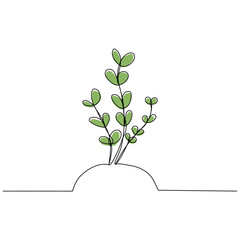 Continuous one line drawing of a plant. Simple vector illustration