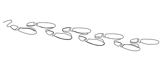 Continuous one line drawing of footsteps. Simple vector illustration