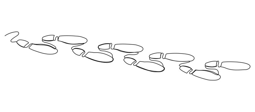 recommend clip art: Continuous one line drawing of footsteps. Simple vector illustration