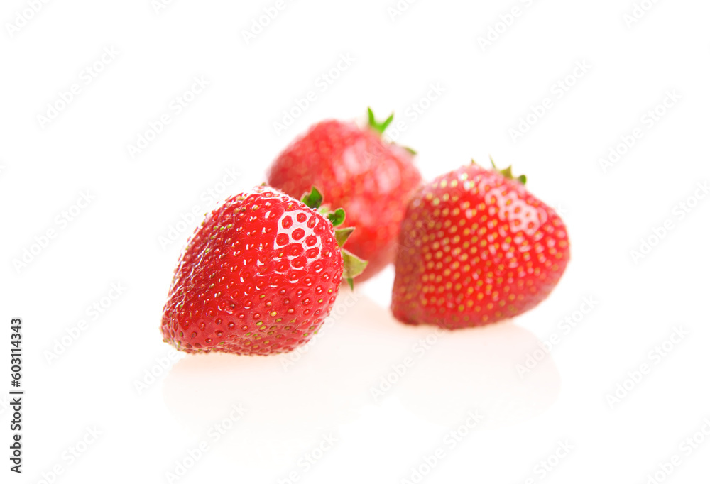 Wall mural strawberries over white background