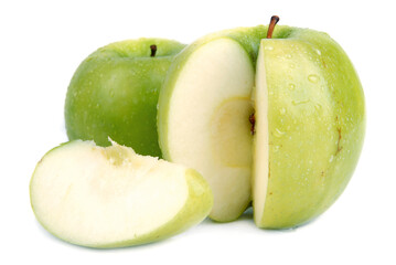 green apple, wet and fresh