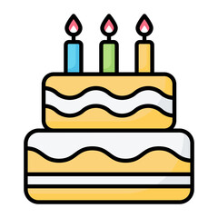 Birthday Cake Line Color Icon