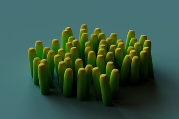 3d render of green and yellow jelly tubes