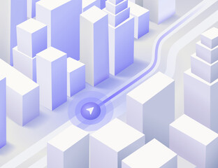 Obraz premium 3D Dashboard theme creative infographic of city map navigation. Taxi service city map isometric view. GPS navigator