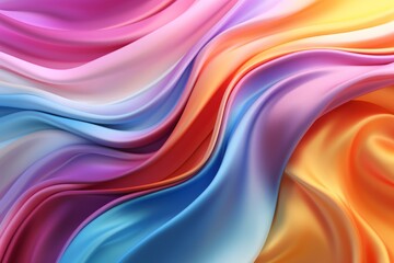Fototapeta premium Rainbow Wavy Soft Satin Background for Creative Designs, Generative AI