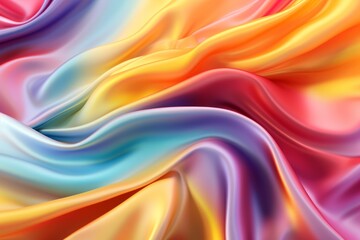 Fototapeta premium Rainbow Wavy Soft Satin Background for Creative Designs, Generative AI
