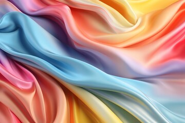 Fototapeta premium Rainbow Wavy Soft Satin Background for Creative Designs, Generative AI