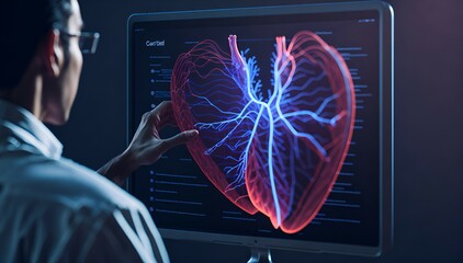 Cardiac Examination: Virtual Technology for Heart Health Concept Created With Generative Ai