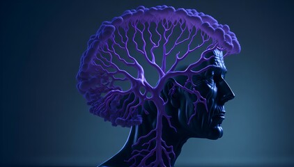 3D Graphic of an Aging Man with Dementia or Alzheimer's Disease Created With Generative Ai - obrazy, fototapety, plakaty