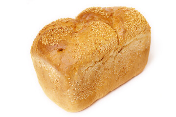 white bread with sesame on a white background