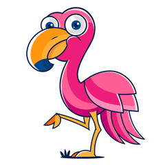 Pink flamingo vector illustration isolated on white