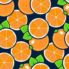 Tropical seamless pattern with oranges. Fruit repeated background. Vector bright print for fabric