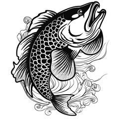 Fishing Svg, Bass Fish Svg, Fish Clipart, Fish Vector, Fish Cricut, Fish Cut file, Fish Shirt, Svg Png, Logo, Design