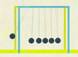 Newtons Cradle / Cause and Effect Concept