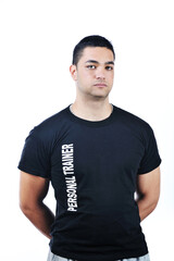 Fototapeta premium man fitness personal trainer in sport club