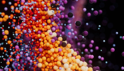 multicolored particles
