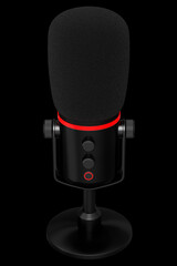 3D rendering of studio condenser microphone isolated on black background