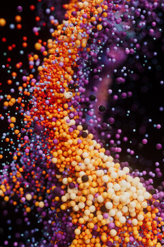 multicolored particles