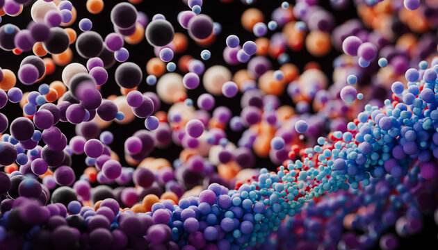 multicolored particles