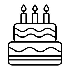 Birthday Cake Thin Line Icon