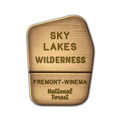 Sky Lakes National Wilderness, Fremont - WinemaNational Forest Oregon wood sign illustration on transparent background