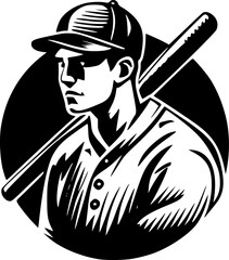 Retro Baseball | Minimalist and Simple Silhouette - Vector illustration