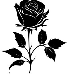 Rose | Black and White Vector illustration