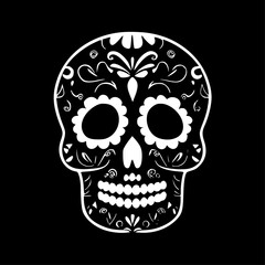 Sugar Skull | Minimalist and Simple Silhouette - Vector illustration