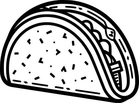 black and white taco food drawing clip art preview
