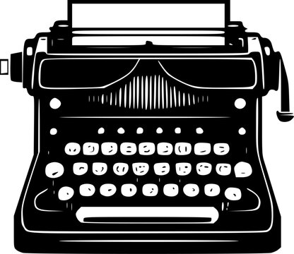 Typewriter | Minimalist and Simple Silhouette - Vector illustration