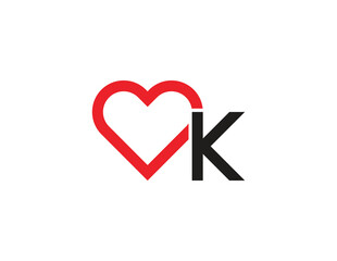 initial Letter K Heart Logo Concept icon sign symbol Element Design. Love, Health Care, Medical, Dating App, Valentine's Day Logotype. Vector illustration template