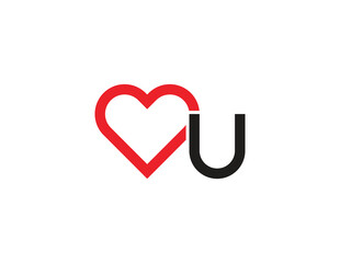 initial Letter U Heart Logo Concept icon sign symbol Element Design. Love, Health Care, Medical, Dating App, Valentine's Day Logotype. Vector illustration template