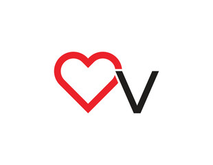 initial Letter V Heart Logo Concept icon sign symbol Element Design. Love, Health Care, Medical, Dating App, Valentine's Day Logotype. Vector illustration template