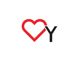 initial Letter Y Heart Logo Concept icon sign symbol Element Design. Love, Health Care, Medical, Dating App, Valentine's Day Logotype. Vector illustration template