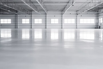 an empty warehouse with ample natural light from multiple windows Generative AI