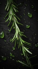 Aromatic Rosemary Herbs Photorealistic Vertical Background. Healthy Vegetarian Diet. Ai Generated Lifelike Background with Delicious Aromatic Rosemary Herbs. Generative AI