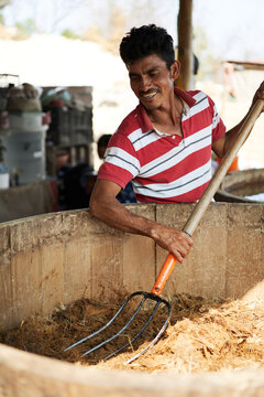happy mexican rural worker